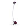 Amazon nueva venta caliente alta calidad varilla suave ombligo de mujeres embarazadas doble cabeza diamante ombligo en stock al por mayor