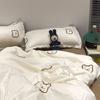 Ins Simple Rosa Cuadrícula Grande Lindo Dibujo Animado Niña Llorando Niña Pequeña Cama Sábanas Funda Nórdica Dormitorio Estudiante Juego de Tres o Cuatro Piezas
