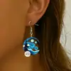 Moda Fronteriza de Fiesta Patrón de Gama Alta Pendientes Acrílicos Inspirados en Van Gogh Pendientes Acrílicos de Venta Caliente Cielo Estrellado Gato Negro