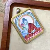 Pintura Thangka Pura Hecha a Mano Núcleo del Buda de la Medicina, Imagen Thangka de Tamaño de Tarjeta 4*5