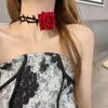 Collar de rosas para mujer, con correa vintage espinosa, ajustable, oscuro, banda para el cuello sexy, anillo para el cuello