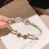 Pulsera abierta de circonita en forma de corazón y lágrima, moderna y única, brazalete versátil, diseño exquisito de nicho, elegante joyería para mujer