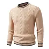 Suéter de punto trenzado retro americano para hombre, nuevo estilo otoño e invierno, tejido casual moderno para adolescentes, suéter de lana como capa base