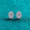 Pendientes de botón Xindeyi S925 de Plata de Ley con Moissanita Ovalada, Pendientes Elegantes y Sencillos para Bodas, en Stock para Venta al por Mayor