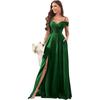Vestidos de Noche de Amazon Vestidos de Dama de Honor con Hombros Descubiertos para Boda Largos de Chifón Sexy Volantes Plisados Vestidos de Noche Formales