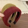 Diadema de punto trenzado retro para otoño e invierno, diadema ancha de ala ancha y copa alta, color liso, accesorio para el cabello adelgazante para mujer