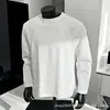 Atacado transfronteiriço camisetas masculinas retro americano camisas básicas cor sólida tamanho plus design tridimensional gola redonda manga longa camisetas tops