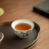Antiga Caneca de Cerâmica Chinesa com Esmalte Tinta Rima Paisagem Céu Grande Coração Doméstica Antiescaldante Conjunto de Chá Gongfu de Alta Qualidade Caneca de Degustação