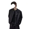Chaqueta de cuero PU vintage desgastada estilo americano, nueva colección primavera/otoño, chaqueta de motociclista de corte holgado, prenda exterior elegante y sofisticada