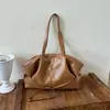 Bolsa Tote de Cuero Suave con Sensación Suelta de Comercio Exterior Gran Capacidad para Mujer Otoño Minimalista Retro Versátil para Viajar de un Solo Hombro Debajo del Brazo