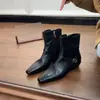 Botines retro Chuyuji con hebilla, tacón grueso, cremallera lateral, punta cuadrada, elegantes y ajustados, botas vaqueras versátiles para mujer