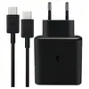 Adequado para carregador Samsung 45W, cabeça de carregamento PD25W para celular, conjunto de cabeças de carregamento super rápido com certificação CE padrão europeu atacado