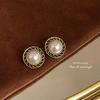 Pendientes de Botón de Lujo de Estilo Francés Vintage, Elegantes y Versátiles, Chapados en Plata con Diseño Elaborado, Pendientes de Declaración Hechos de Fábrica