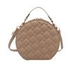 Bolso de mujer con textura vintage, color liso, repujado, nueva tendencia 2025, moda, rombos de diamante, bandolera, cruzado, portátil, redondo, para mujer