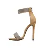Sandalias de Tacón Alto con Pedrería Estilo Europeo y Americano de Talla Grande para Mujer, Zapatos de Moda de Tacón Fino, Punta Redonda, Cierre de Cremallera Trasera, Sandalias Romanas