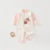 Roupas para Recém-Nascidos, Algodão Puro, Classe A, Estilo Primavera e Outono, Roupa Íntima Colada para Meninos e Meninas, Macacão Completo Primavera e Outono