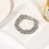 Pulseira de Corrente Grossa Estilo Europeu e Americano, Estilo Trendy de Influenciador, Versão Larga com Diamantes Brilhantes, Moda de Rua, Acessório de Festa Incrível com Elementos de Diamantes Brilhantes