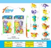 Set de Pesca Infantil Transfronterizo del Sudeste Asiático Juguetes Educativos con Caña de Pescar, Red para Peces, Varios Peces Marinos y Juguetes para el Agua en Empaque de Ampolla