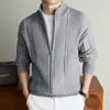 Cárdigan de punto grueso de 675 g con solapa, chaqueta suéter gruesa elegante, cálida y versátil, ropa de hombre moderna