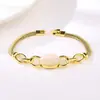 Verano Europeo y Americano Empaque Independiente Dorado G Geométrico Ópalo Incrustado Pulsera para Mujer Oro Rosa Exagerada Mano