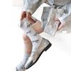 Meias Femininas de Atoalhado com Estampa Exclusiva de Laço por Toda a Peça ~ Estilo Japonês Miu Style Primavera & Outono Meias Estilo Preppy Americano Algodão Puro