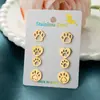Comercio Exterior Nuevos Pendientes de Acero Inoxidable de Moda Elegantes Geométricos Corazón Redondo Hueco Huella de Pata de Perro Pata de Gato Huella en Stock