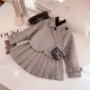 Roupas Infantis da Moda para Meninas, Conjunto de Roupa para Primavera e Outono, Novo Modelo 2025, Conjunto Infantil de Duas Peças para Primavera, Conjunto de Saia de Lã para Primavera e Outono, Estiloso