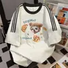 Camiseta de Manga Curta Estilo Coreano Color-Blocking Divertido Estampa Graffiti 2026 Verão Casual Solta Versátil Top para o Dia a Dia