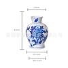 Jarrón de Cerámica Azul y Blanco Chino Retro Flor Hogar Decoración Botella Sala de Estar Arreglo Floral Adornos Jarrón de Porcelana Azul y Blanco Jingdezhen