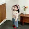 Conjunto de Suéter Estilo Coreano para Niñas de Principios de Primavera, Cárdigan de Punto Bordado Elegante para Bebés de Primavera y Otoño, Jeans Versátiles para Bebés