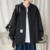Camisa de diseñador de talla grande con cuello redondo, chaqueta casual a rayas estilo japonés, top holgado para hombre, moderno y elegante para primavera y otoño