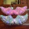Fuente de luz LED alas de plumas luminosas alas de ángel adultos niños accesorios de actuación de hadas Vestido de princesa para niña de las flores