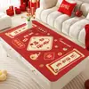 Tapete Vermelho para Mesa de Centro, À Prova d'Água e de Óleo, Toalha de Mesa Sem Lavagem, Tapete Festivo de Mesa de Jantar para Ano Novo, Toque de Luxo Leve e de Alta Qualidade, Tapete Protetor de Mesa