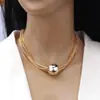 Collar con cadena multicapa apilada, estilo punk exagerado, estilo transfronterizo europeo y americano, elegante collar con personalidad de bola geométrica de nicho.