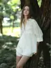 Camisa Respirável Natural 100% Linho Estilo Old Money, Conjunto de Camisa/Shorts Oversized Totalmente em Linho Relaxado e Casual