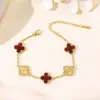 Acero de Titanio 18K Chapado al Vacío Diseño de Nicho Pulsera de Flor de Trébol de Cuatro Hojas Joyería de Mano Pulsera de Moda de Alta Gama