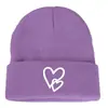 Chapéu de Tricô Personalizado com Bordado de Coração Duplo, Estilo Novo Outono/Inverno Transfronteiriço, Casual, Quente, para Casal, Tendência