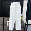 [En stock] 13 pantalones de estilo americano con bolsillos estilo Crock para mujer, de algodón, estilo vintage, holgados, adelgazantes, rectos e informales.