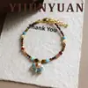 Collar Vintage Exquisito de Elefante con Goteo de Aceite, Piedra Ojo de Tigre y Turquesa para Mujer, Cadena para Clavícula de Lujo Ligero, Nicho, Gama Alta