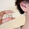 Pendientes de perlas con tacones altos franceses, 2024, nuevos pendientes de nicho de lujo, ligeros y de moda, pendientes de gancho para la oreja para mujer.