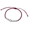 Pulsera trenzada de cuentas de transferencia de loto Pulsera de hilo rojo Estilo antiguo Tejido a mano Pulsera de estilo chino Venta al por mayor para el Año de Nacimiento