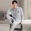 Pijama para Hombre, de Manga Larga y Pantalón Largo, con Cuello de Solapa, Engrosado para Calidez, Sencillo y Casual, Adecuado para Usar Afuera, Conjunto para Estar en Casa