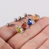Moda transfronteriza K9 Crystal clavo de ombligo acero inoxidable amor cuadrado garra en forma de diamante grande brillante anillo de ombligo joyería corporal