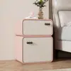Mesa de Cabeceira Cor Creme para Quartos Pequenos, Modelo Novo Simples Moderno, Totalmente Montada, Ultra Estreita, Adequada para Quartos de Crianças, Luxo Leve
