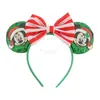 Diadema Navideña de Orejas de Ratón Mickey Mouse para Parque de Atracciones Fiesta Disfraz Accesorios para la Cabeza Navideños Diadema con Lazo