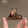 Pinza de garra grande estilo vintage de alta gama con estampado de leopardo, moderna para cabello grueso en la parte posterior de la cabeza, pinza para recogido completo, accesorio para el cabello tipo pinza de tiburón