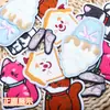 Parche de bordado de toalla lindo estilo japonés con diseños de gato y helado, parche adhesivo desmontable para decoración de ropa y bolsas, parche para bricolaje