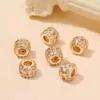 Relleno de Oro de 18K Color Duradero Incrustaciones Zirconia de Colores Separadores Cuentas Accesorios Cuentas Sueltas Separador Pulsera DIY Accesorios