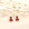 Pendientes de calabaza con diamantes en plata de ley S925, estilo chino clásico, modernos, combinables, personalizados, de ágata fritilaria blanca.