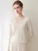 Suéter 100% caxemira pura Konsaini para mulheres, nova coleção outono e inverno, pulôver de tricô básico simples com gola V
